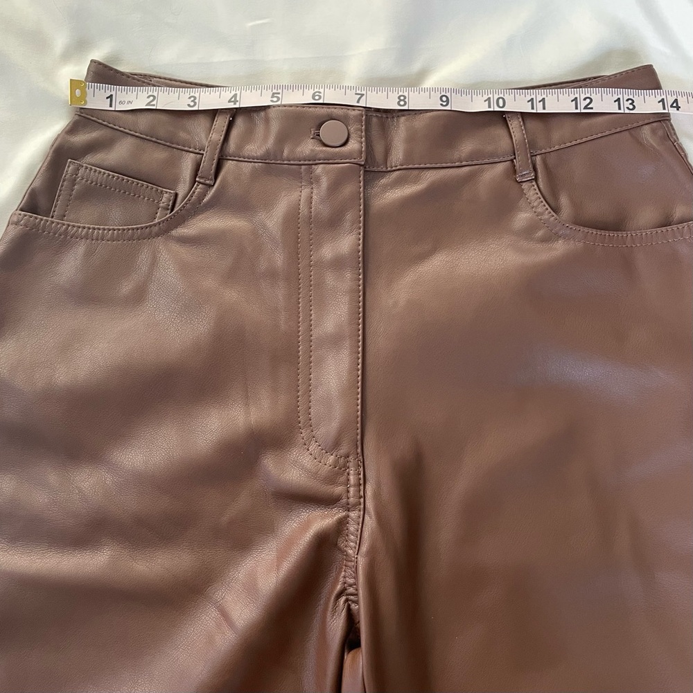 NEW Oak + Fort Faux Vegan Leather Pants Slim High Rise NWT - Picture 9 of 12